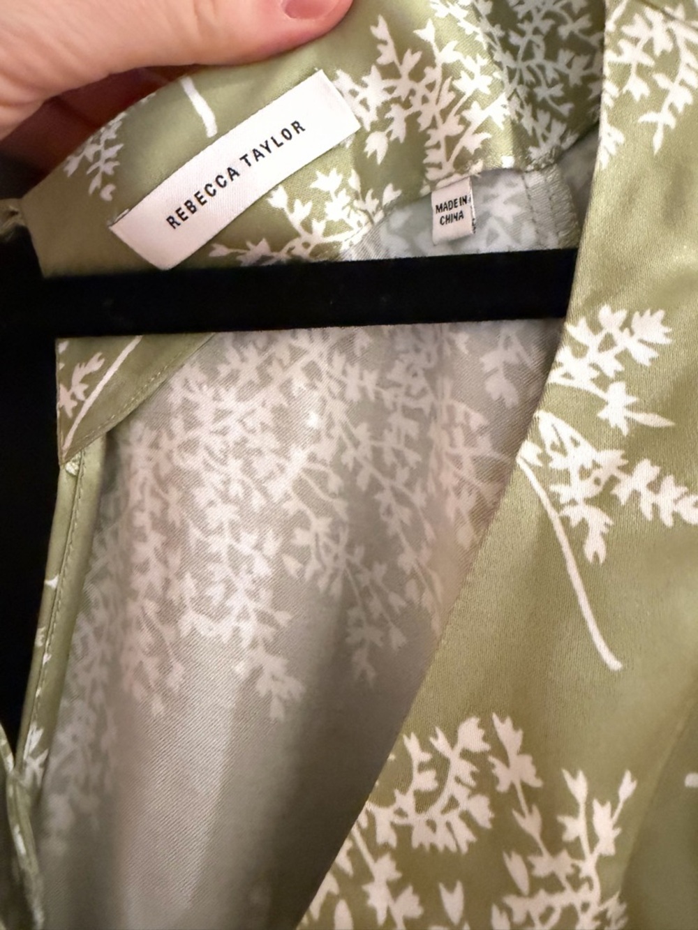 Rebecca Taylor Sage Green Floral Long-Sleeve A-Line Dress - Picture 4 of 8